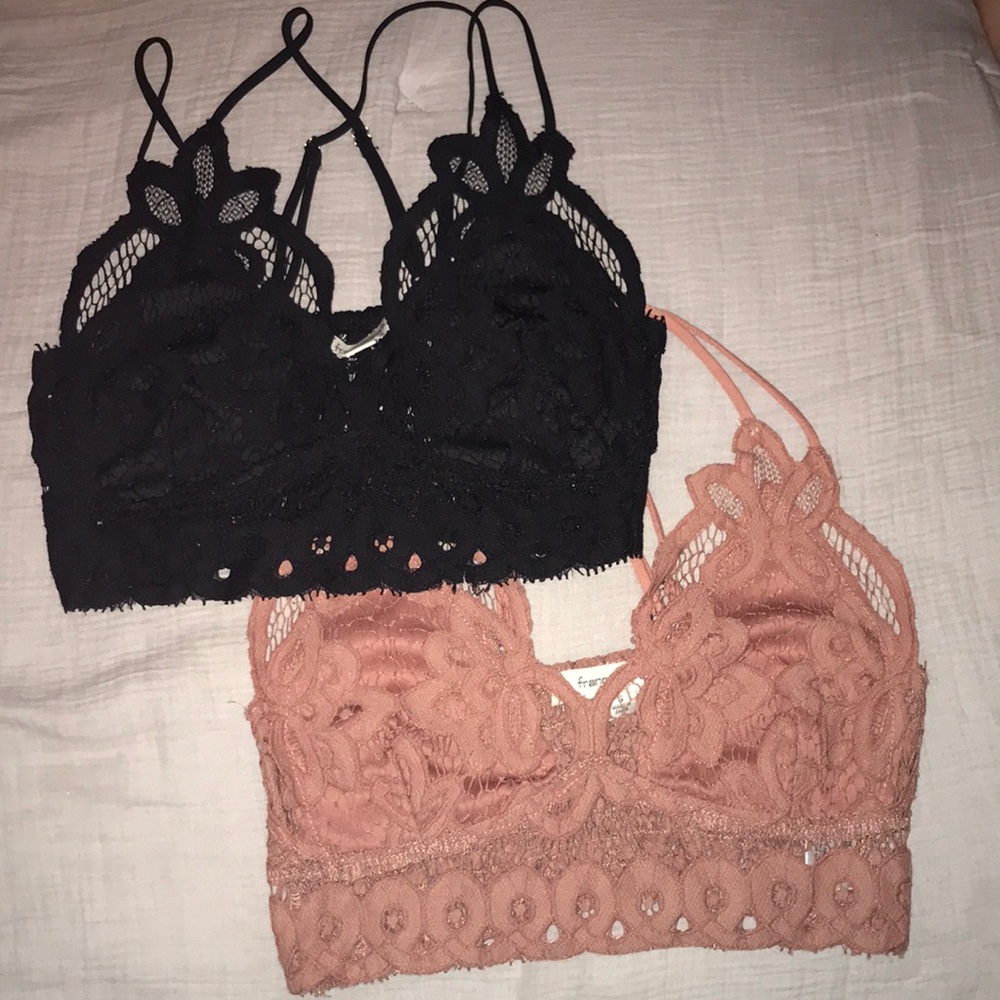 Two bralettes from Francescas in Nude pink/Black